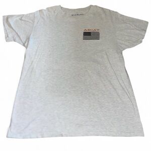 Ariat Mens T Shirt L Gray American Flag Print Short Sleeve Casual Tee